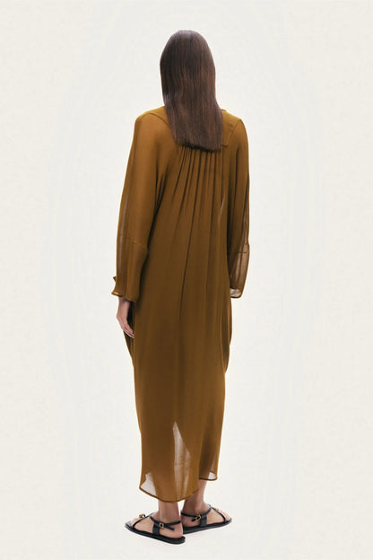 Nocturne Camel Women Draped V-Neck Midi Dress SKU: N26YN2740_0053 Image 07
