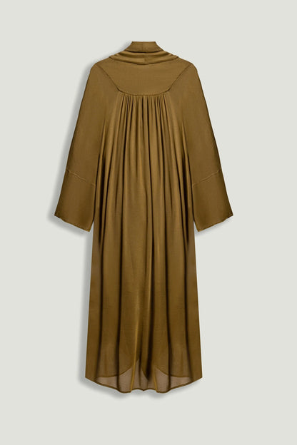 Nocturne Camel Women Draped V-Neck Midi Dress SKU: N26YN2740_0053 Image 09