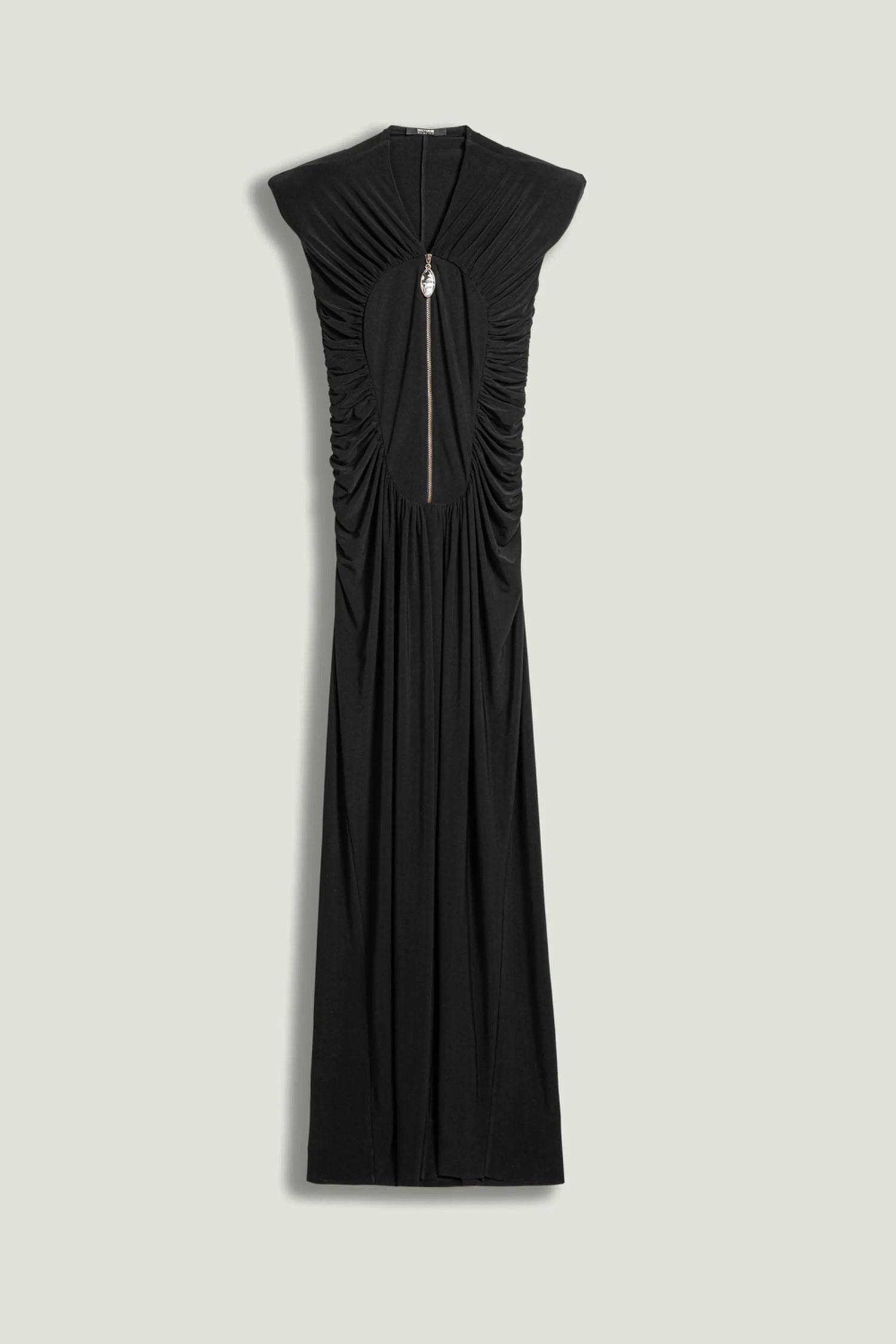 Nocturne Black Women Ruched Deep V-Neck Maxi Dress SKU: N26YN2743_0002 Image 01