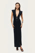 Nocturne Black Women Ruched Deep V-Neck Maxi Dress SKU: N26YN2743_0002 Image 02
