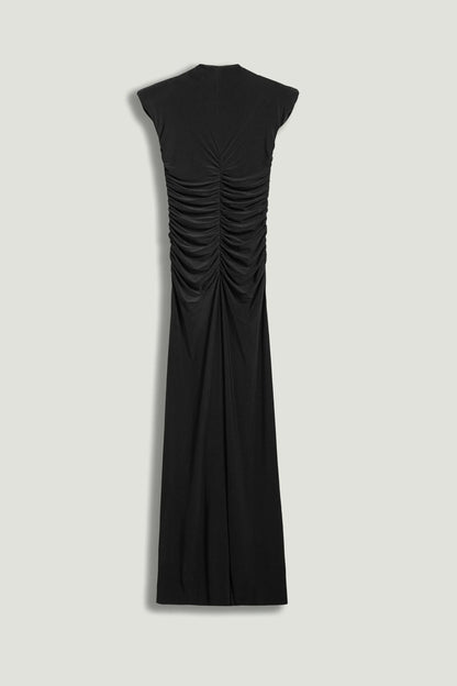 Nocturne Black Women Ruched Deep V-Neck Maxi Dress SKU: N26YN2743_0002 Image 09