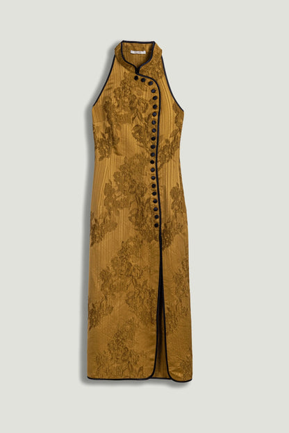 Nocturne Camel Women High-Neck Button-Detail Midi Dress SKU: N26YN2744_0053 Image 01