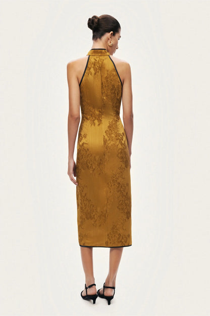 Nocturne Camel Women High-Neck Button-Detail Midi Dress SKU: N26YN2744_0053 Image 07