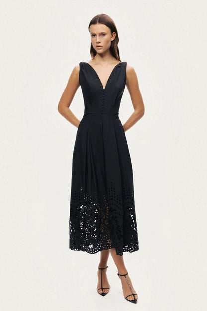 Nocturne Black Women Sleeveless Embroidered Midi Dress SKU: N26YN2745_0002 Image 03