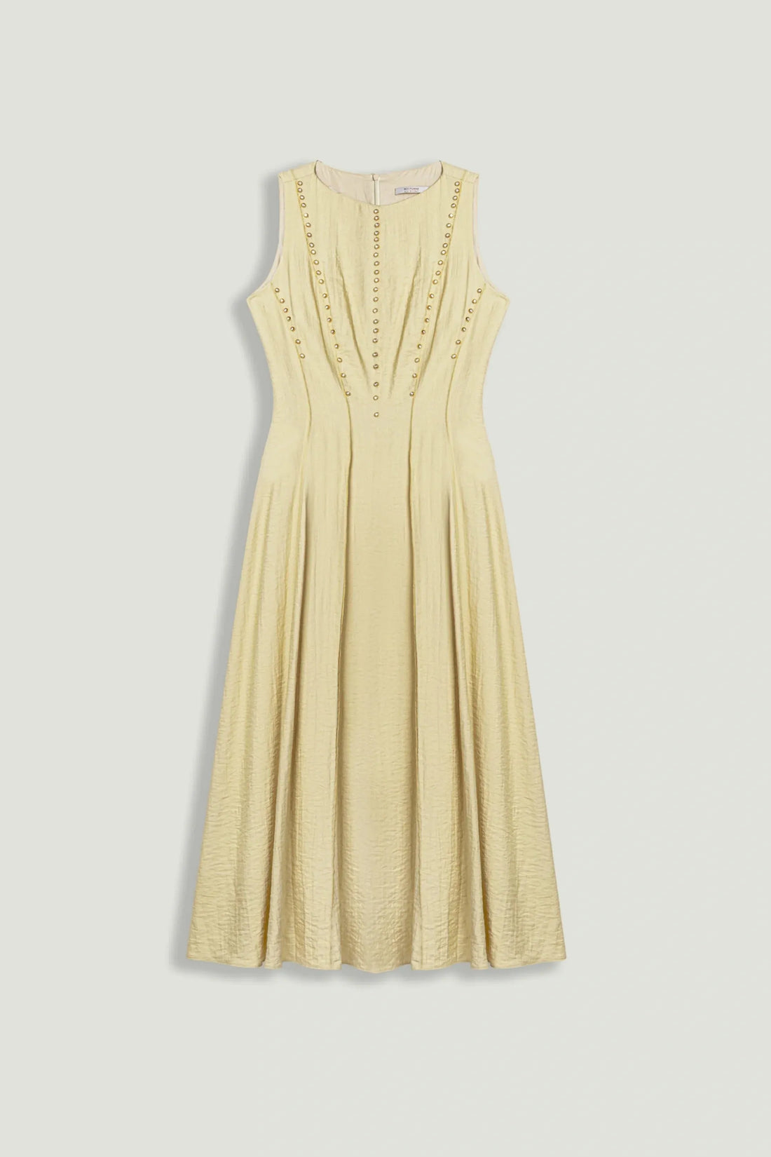 Nocturne Yellow Women Sleeveless Textured Midi Dress SKU: N26YN2760_0013 Image 01