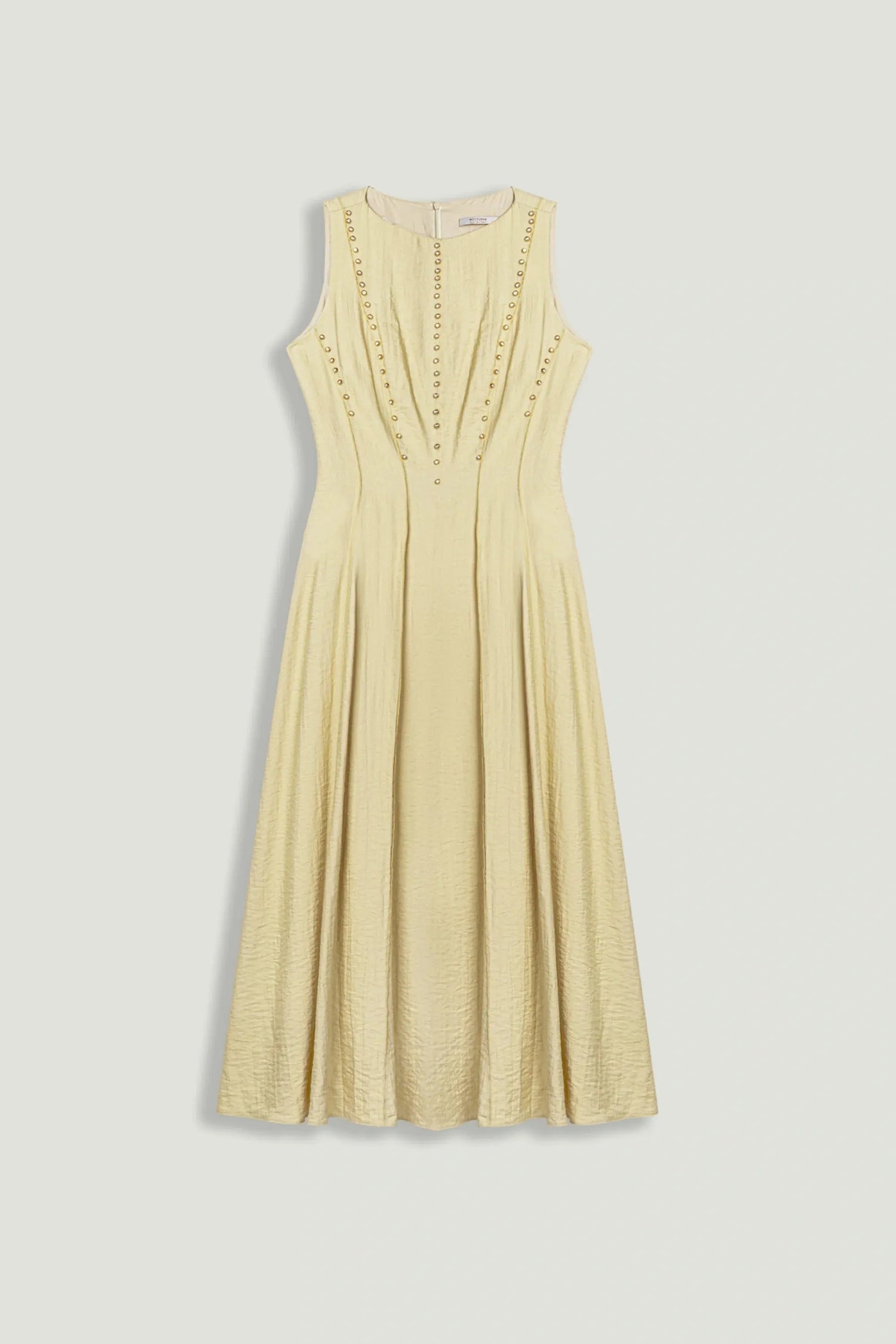 Nocturne Yellow Women Sleeveless Textured Midi Dress SKU: N26YN2760_0013 Image 01