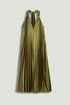 Nocturne Khaki Women Pleated Halter Maxi Dress SKU: N26YN2761_0010 Image 01