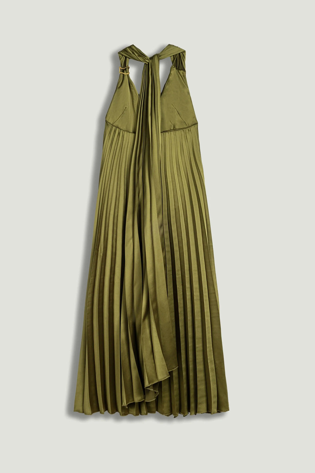 Nocturne Khaki Women Pleated Halter Maxi Dress SKU: N26YN2761_0010 Image 02