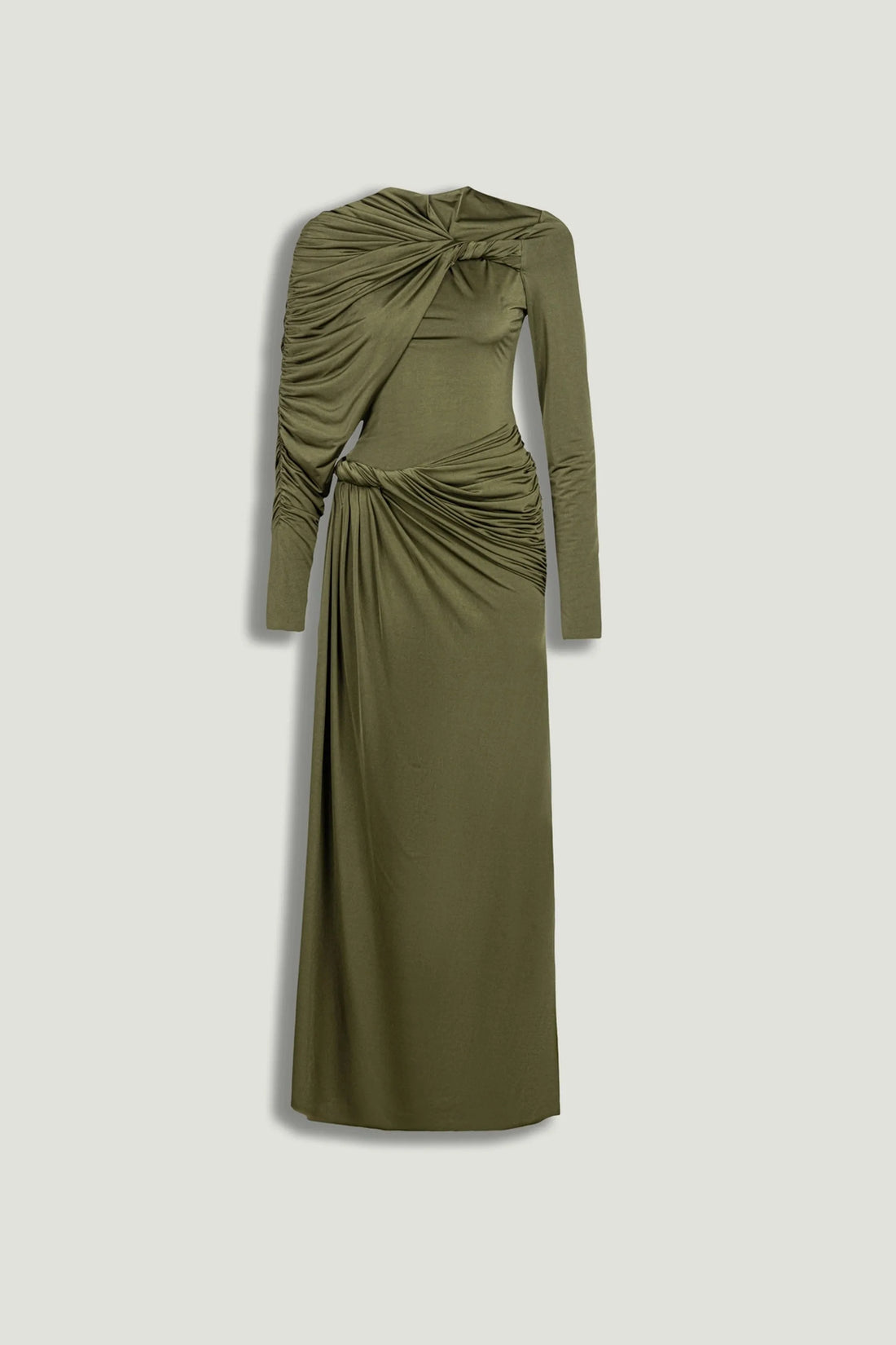 Nocturne Khaki Women Draped Long Sleeve Maxi Dress SKU: N26YN2768_0010 Image 01