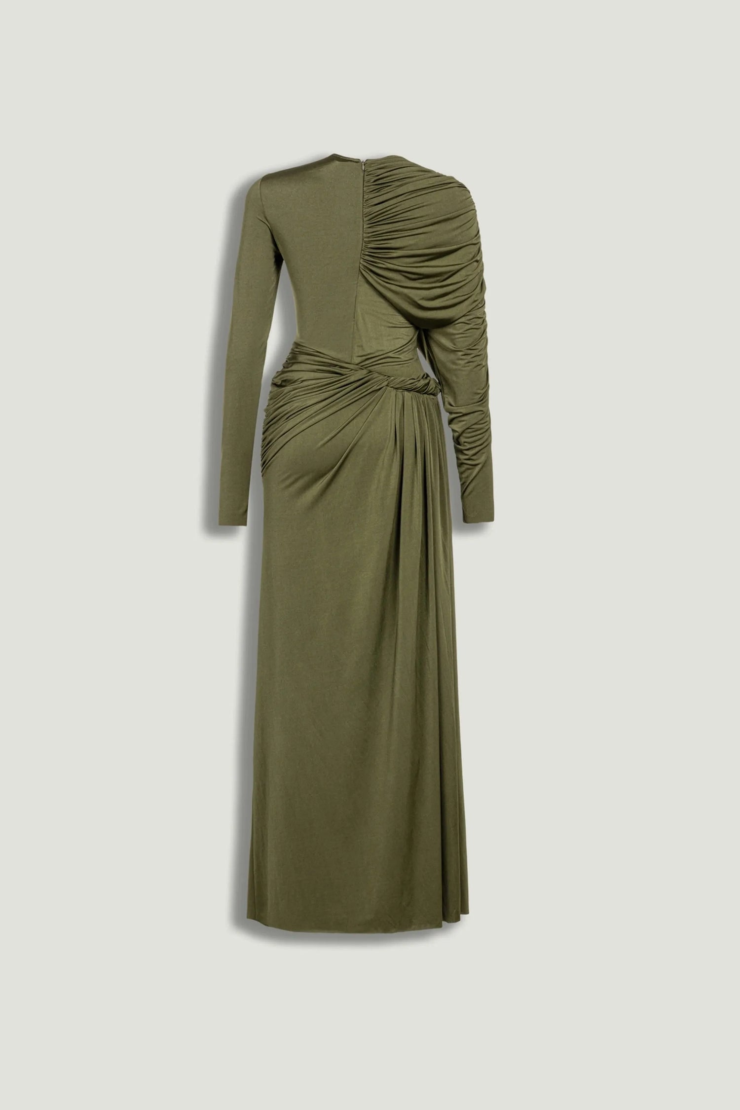 Nocturne Khaki Women Draped Long Sleeve Maxi Dress SKU: N26YN2768_0010 Image 02