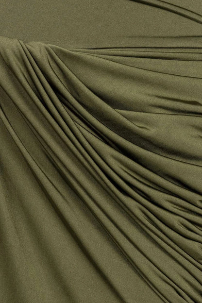 Nocturne Khaki Women Draped Long Sleeve Maxi Dress SKU: N26YN2768_0010 Image 03