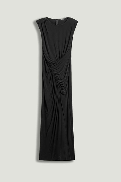 Nocturne Black Women Ruched Side-Slit Maxi Dress SKU: N26YN2769_0002 Image 01