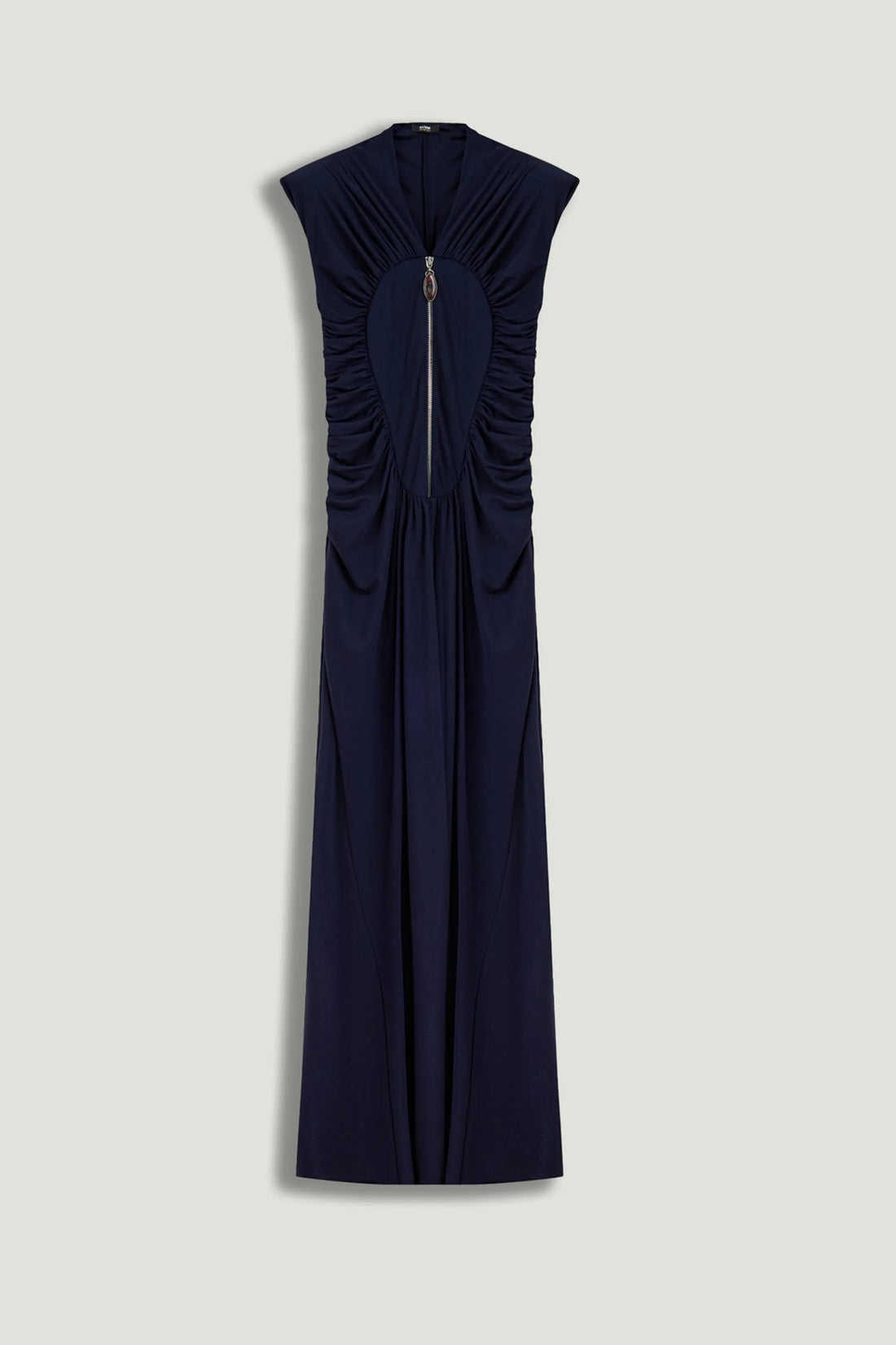 Nocturne Navy Women Zip-Front Draped Maxi Dress SKU: N26YN2773_0009 Image 01