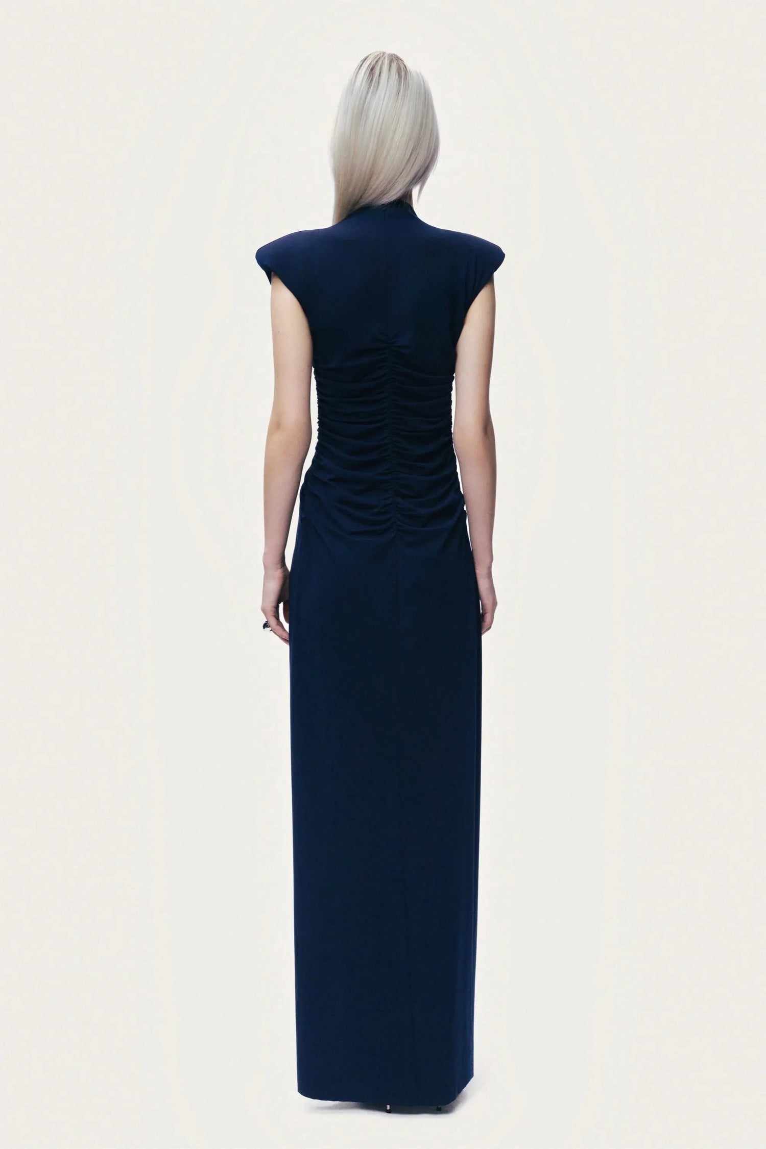 Nocturne Blue Women Zip-Front Draped Maxi Dress SKU: N26YN2773_0009 Image 05