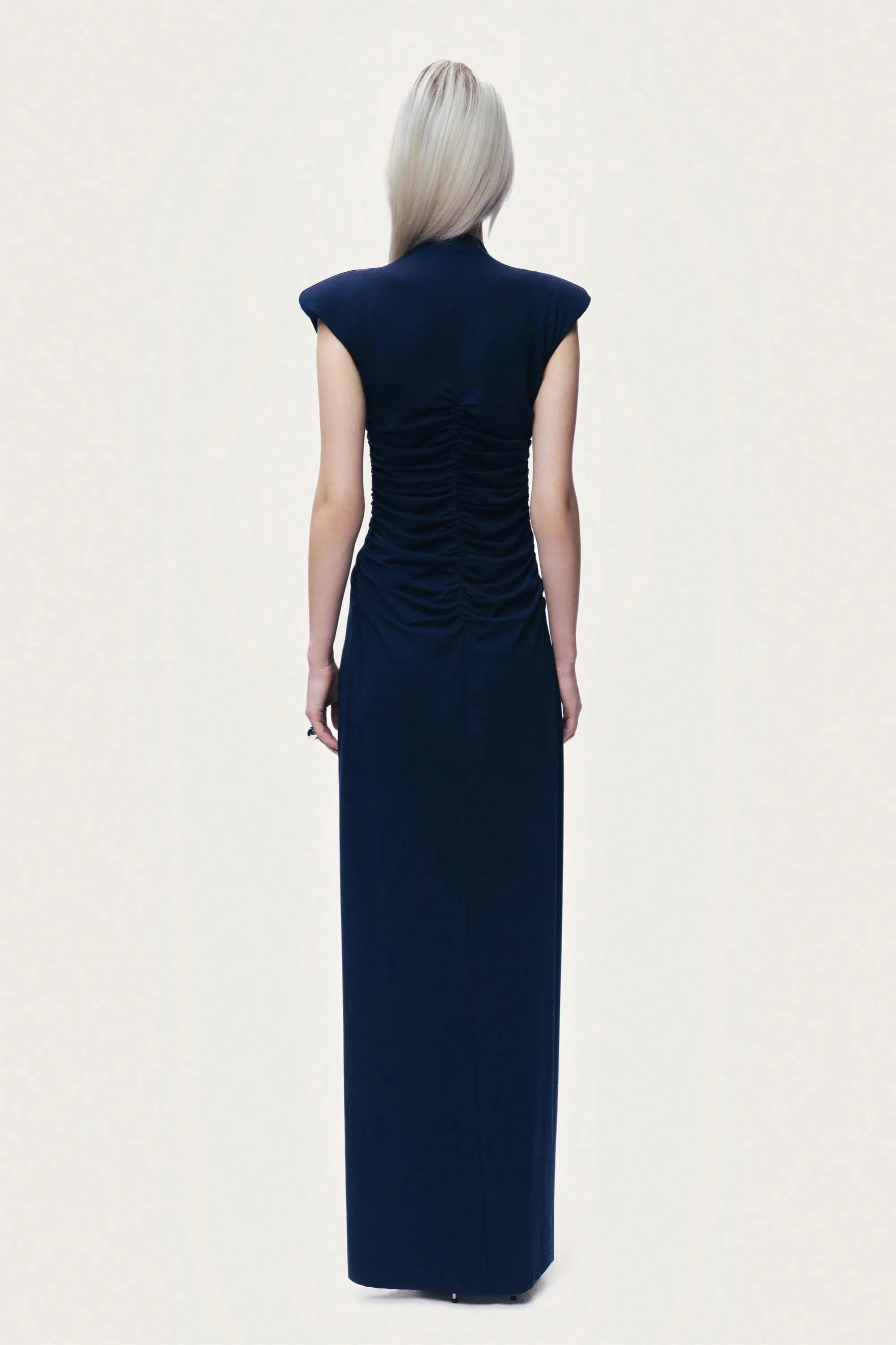 Nocturne Blue Women Zip-Front Draped Maxi Dress SKU: N26YN2773_0009 Image 05