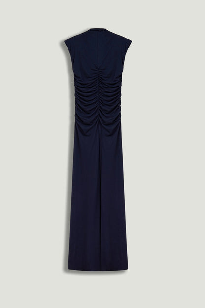 Nocturne Navy Women Zip-Front Draped Maxi Dress SKU: N26YN2773_0009 Image 08