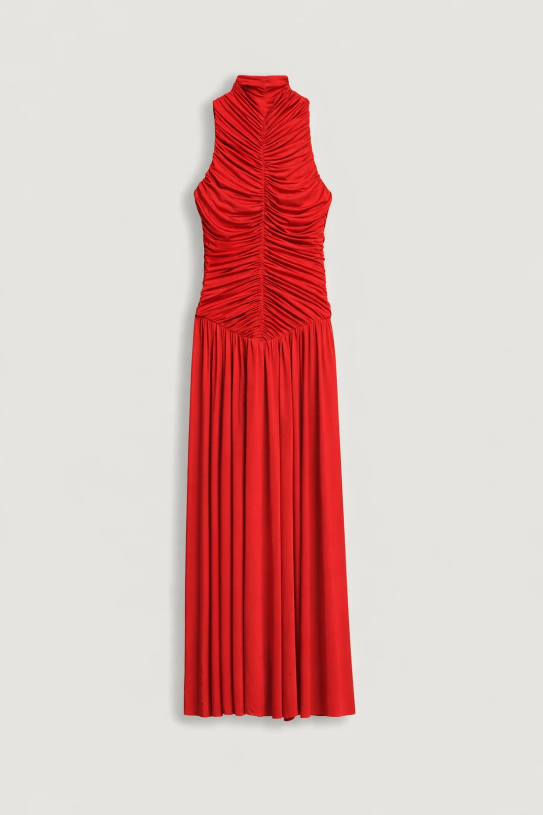 Nocturne Red Women Ruched High-Neck Maxi Dress SKU: N26YN2775_0003 Image 01