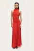 Nocturne Red Women Ruched High-Neck Maxi Dress SKU: N26YN2775_0003 Image 02