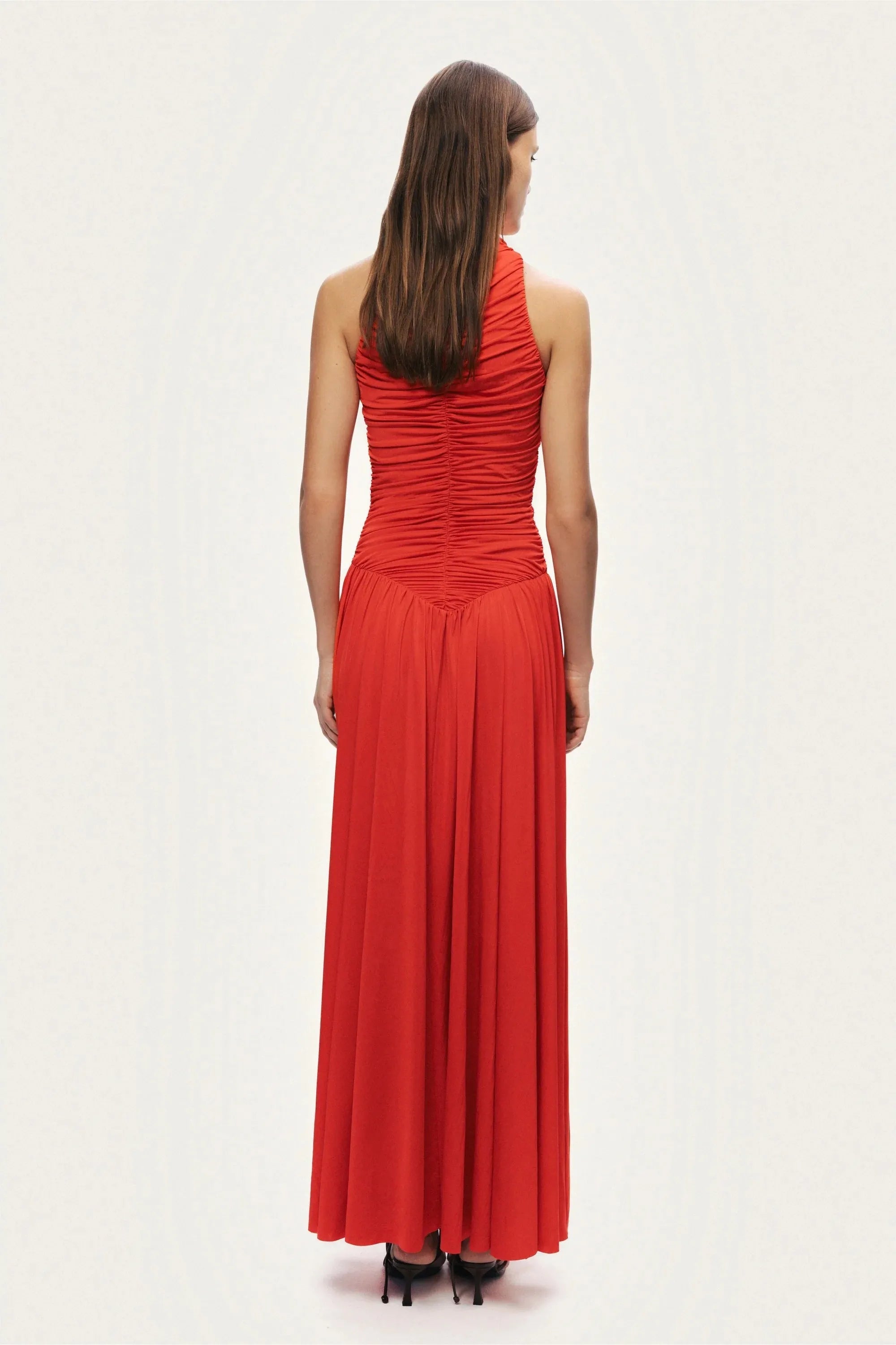 Nocturne Red Women Ruched High-Neck Maxi Dress SKU: N26YN2775_0003 Image 05