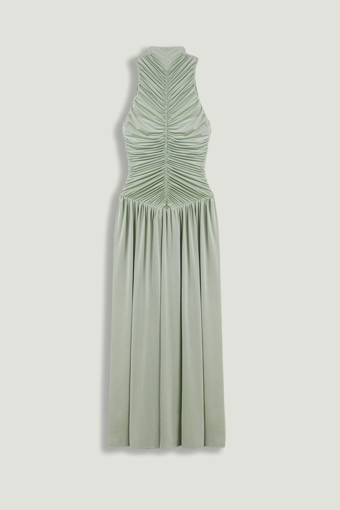 Nocturne Mint Green Women Draped High-Neck Maxi Dress SKU: N26YN2775_0037 Image 01