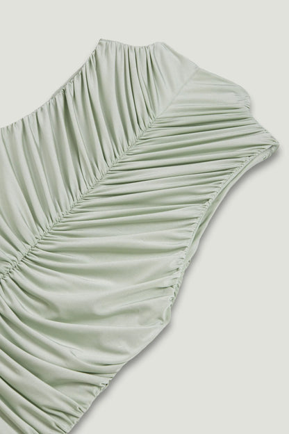 Nocturne Mint Green Women Draped High-Neck Maxi Dress SKU: N26YN2775_0037 Image 08