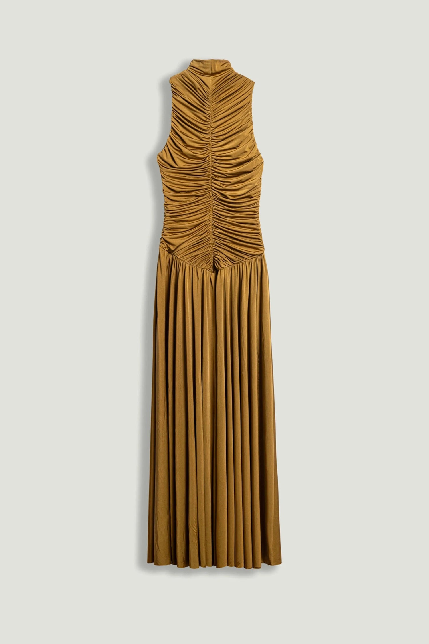 Nocturne Tan Women Ruched High-Neck Maxi Dress SKU: N26YN2775_0058 Image 09