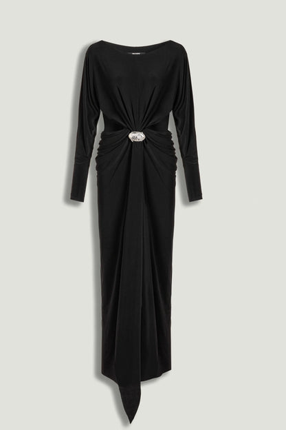Nocturne Black Women One-Shoulder Cut-Out Maxi Dress SKU: N26YN2779_0002 Image 01