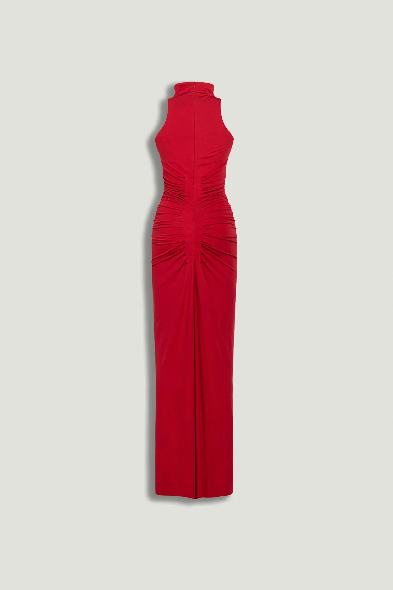 Nocturne Red Women Red Ruched High-Neck Maxi Dress SKU: N26YN2782_0003 Image 08