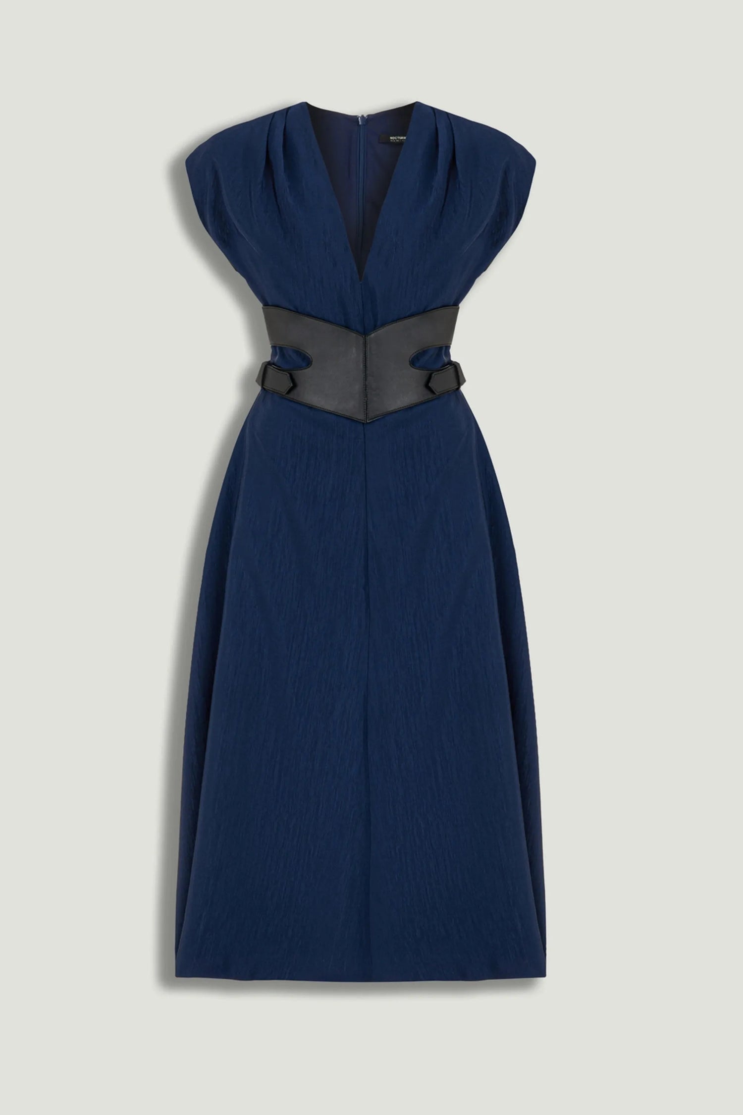 Nocturne Blue Women V-Neck Belted Midi Dress SKU: N26YN2798_0009 Image 01
