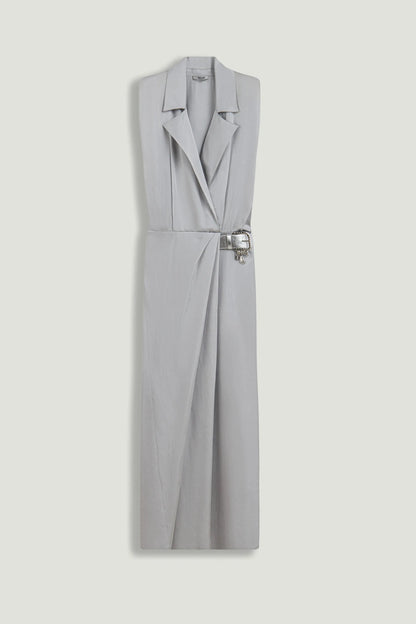 Nocturne Grey Women Draped Sleeveless Maxi Dress SKU: N26YN2803_0008 Image 01