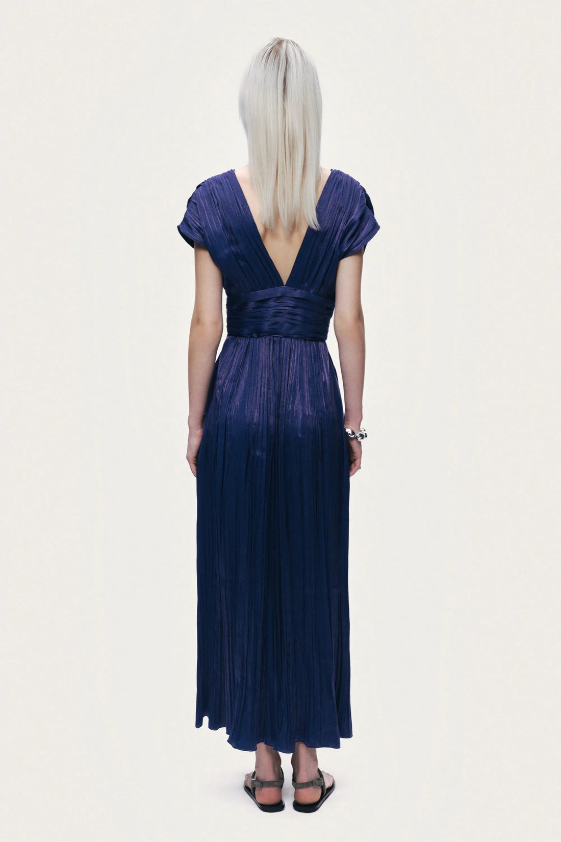 Nocturne Navy Women V-Neck Midi Dress SKU: N26YN2804_0009 Image 03