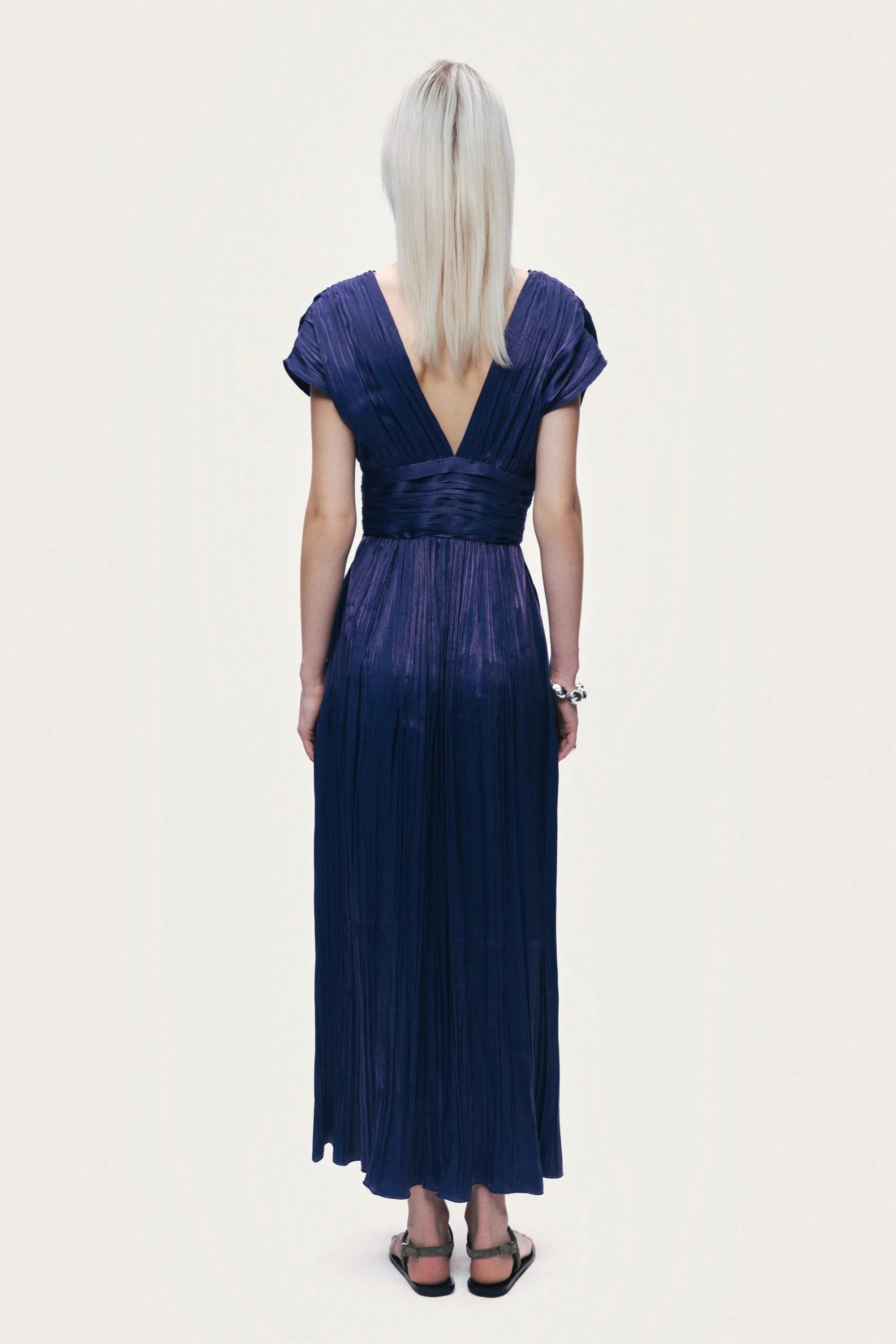 Nocturne Navy Women V-Neck Midi Dress SKU: N26YN2804_0009 Image 03