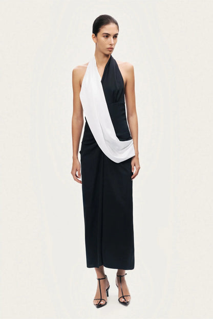 Nocturne Multi-Coloured Women Contrast Draped Halter Maxi Dress SKU: N26YN2807_0007 Image 02