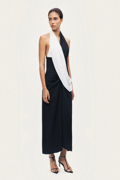 Nocturne Multi-Coloured Women Contrast Draped Halter Maxi Dress SKU: N26YN2807_0007 Image 03