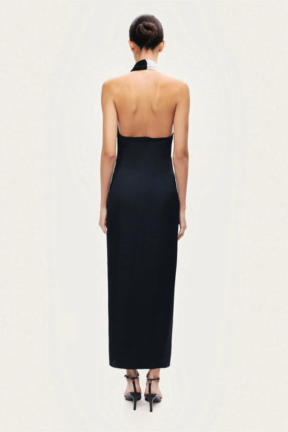 Nocturne Multi-Coloured Women Contrast Draped Halter Maxi Dress SKU: N26YN2807_0007 Image 07