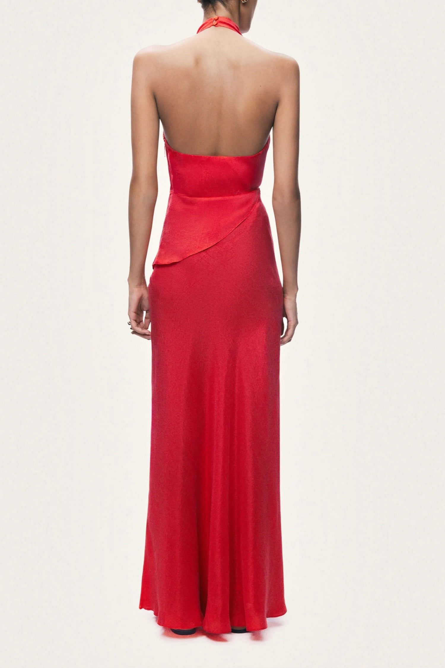 Nocturne Red Women Asymmetric Open-Back Halter Maxi Dress SKU: N26YN2812_0003 Image 05