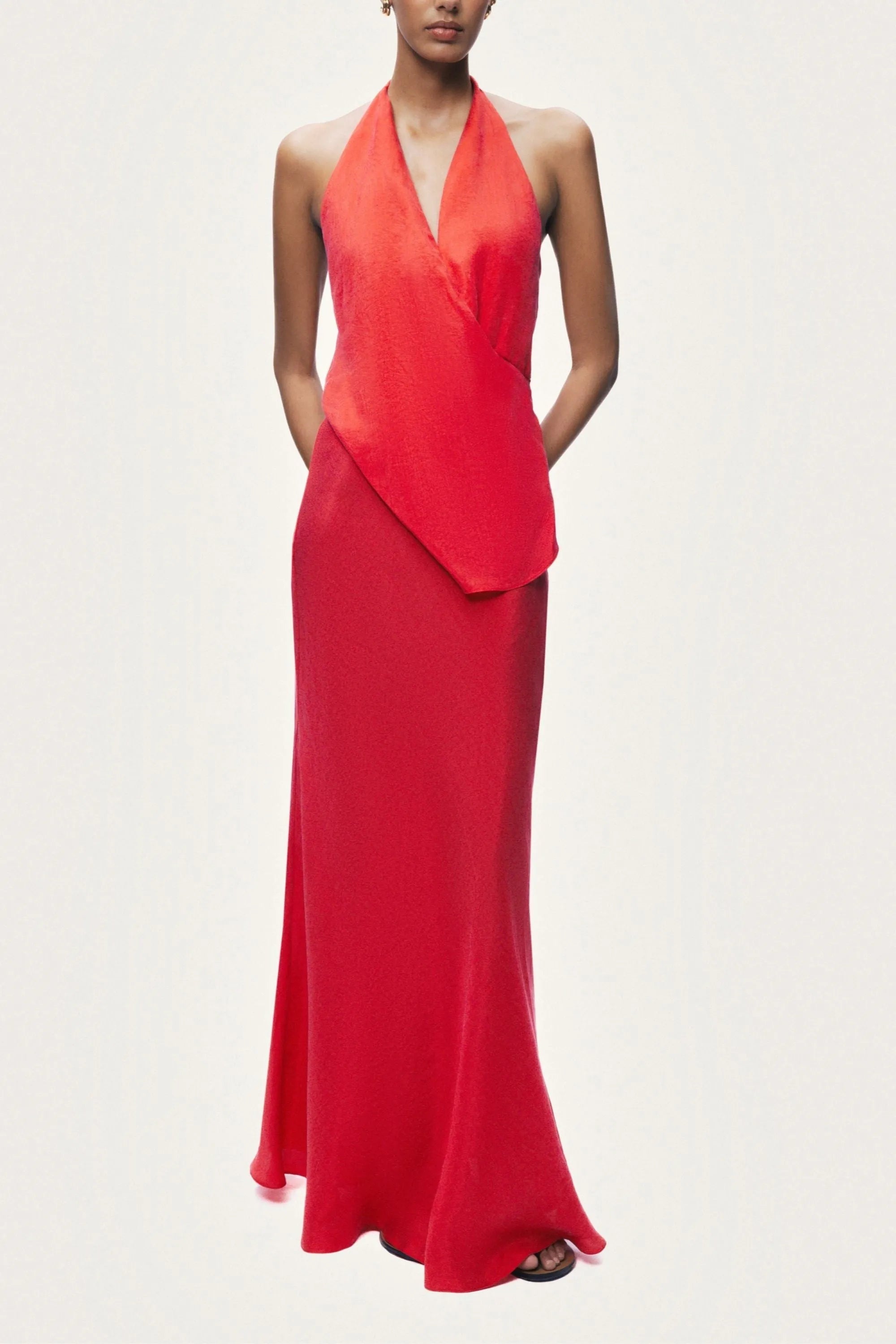 Nocturne Red Women Asymmetric Open-Back Halter Maxi Dress SKU: N26YN2812_0003 Image 06