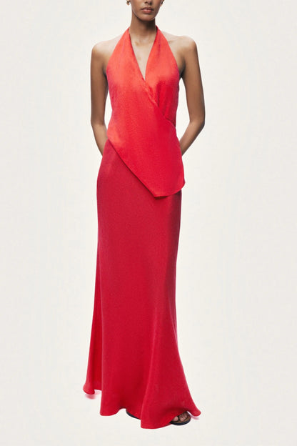 Nocturne Red Women Asymmetric Open-Back Halter Maxi Dress SKU: N26YN2812_0003 Image 06