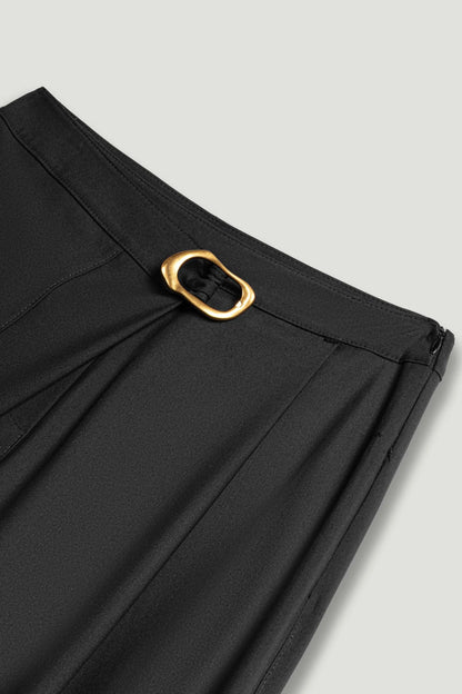 Nocturne Black Women Asymmetric Buckle Detail Pants SKU: N26YN3470_0002 Image 08