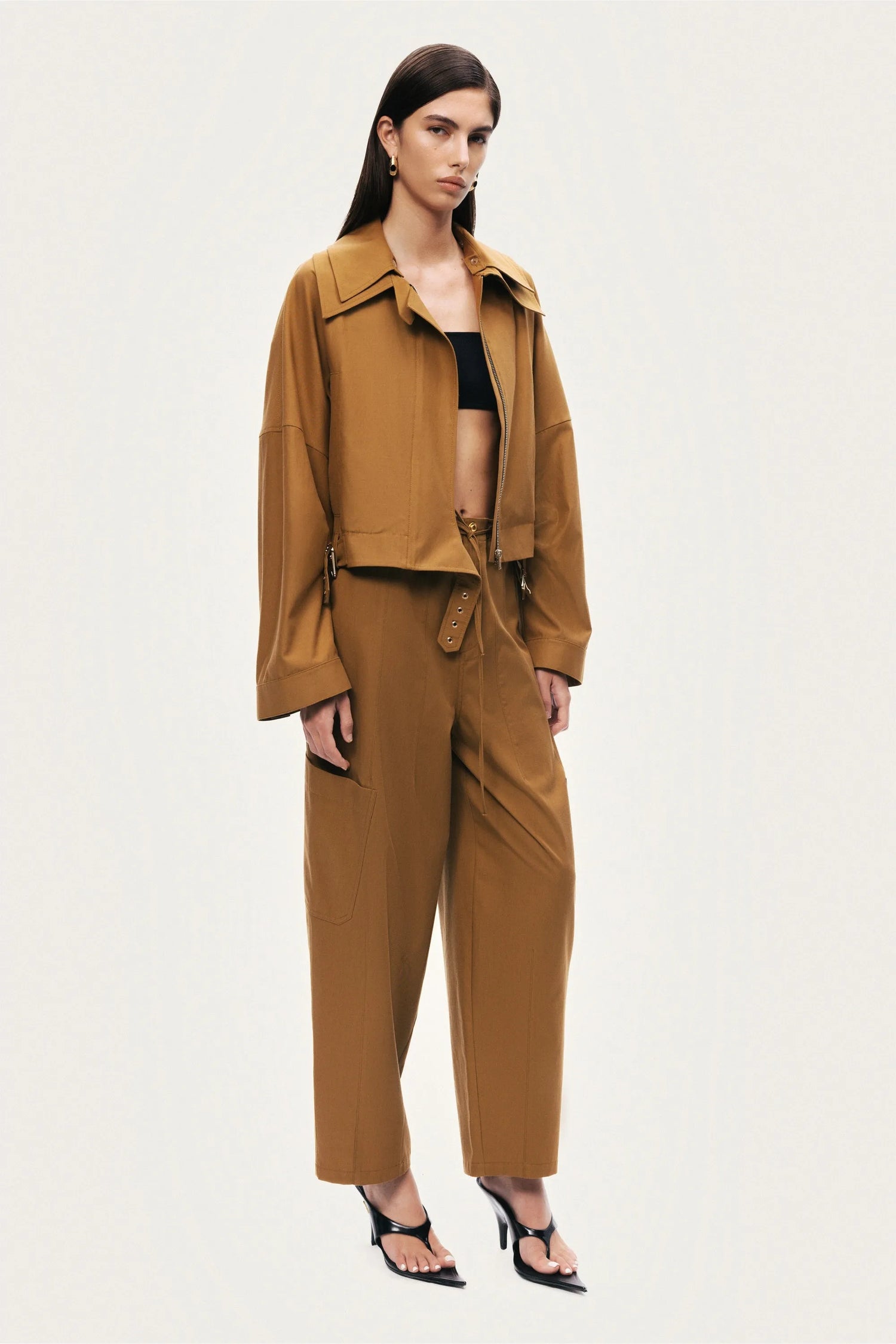 Nocturne Camel Women High-Waisted Cargo Pocket Pants SKU: N26YN3473_0053 Image 04