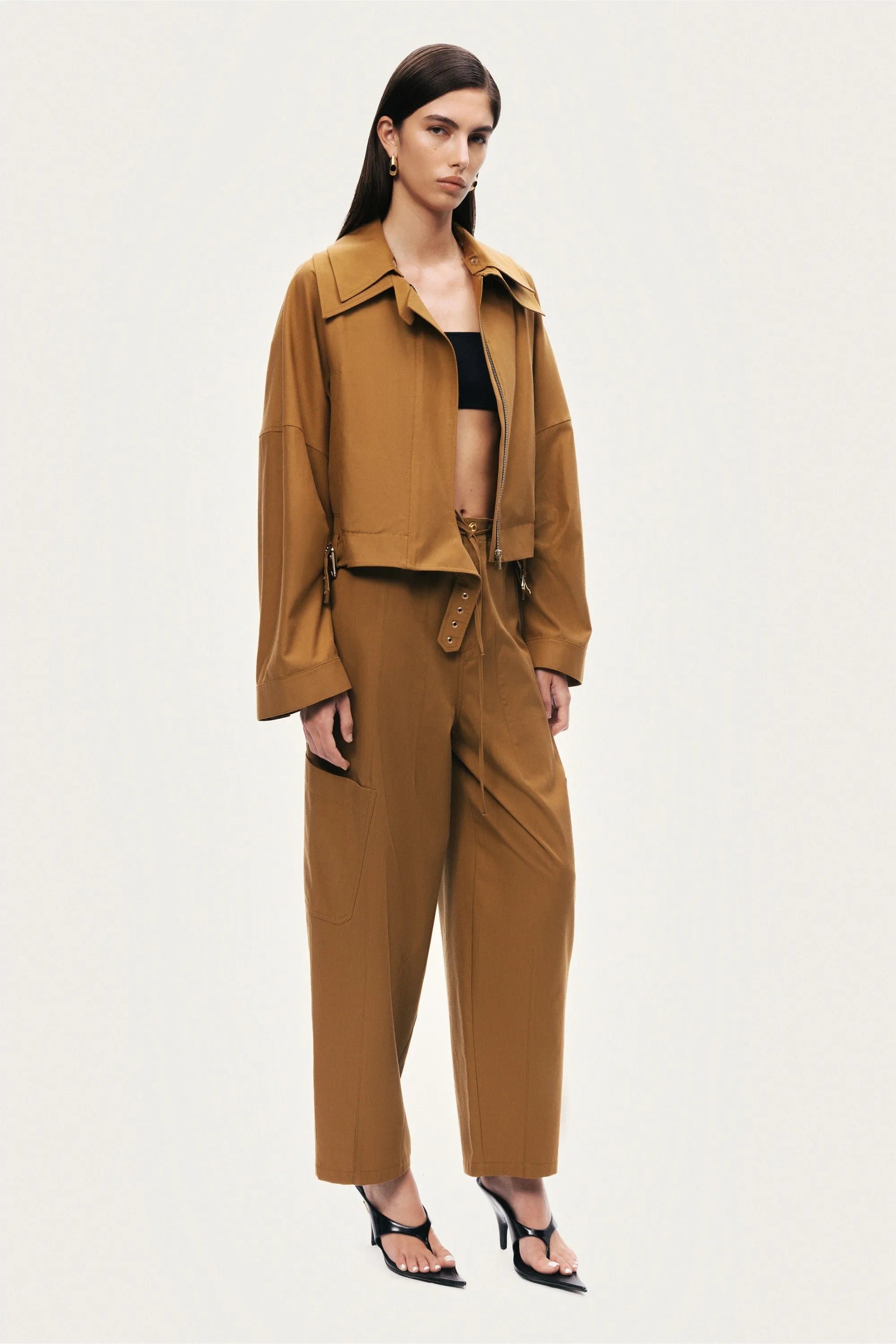 Nocturne Camel Women High-Waisted Cargo Pocket Pants SKU: N26YN3473_0053 Image 04