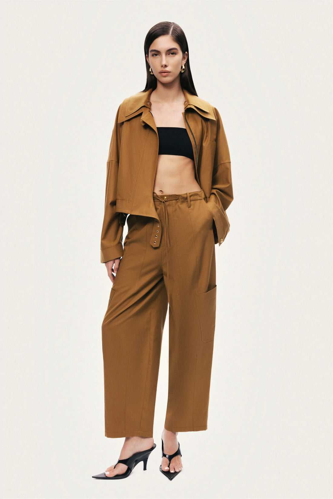 Nocturne Camel Women High-Waisted Cargo Pocket Pants SKU: N26YN3473_0053 Image 05