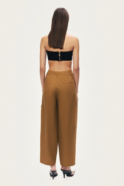 Nocturne Camel Women High-Waisted Cargo Pocket Pants SKU: N26YN3473_0053 Image 06