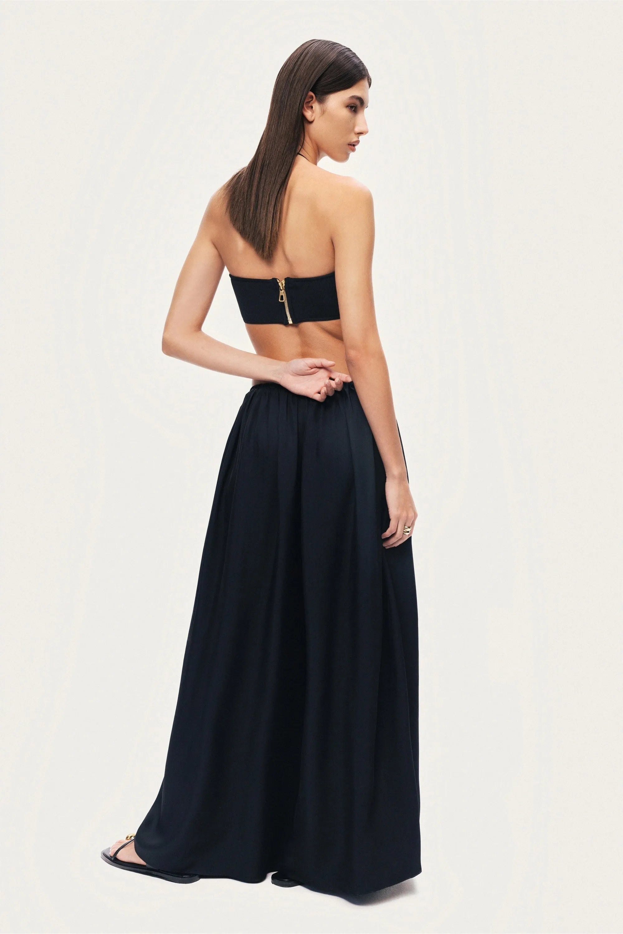 Nocturne Black Women Elasticated Wide-Leg Pants SKU: N26YN3474_0002 Image 07