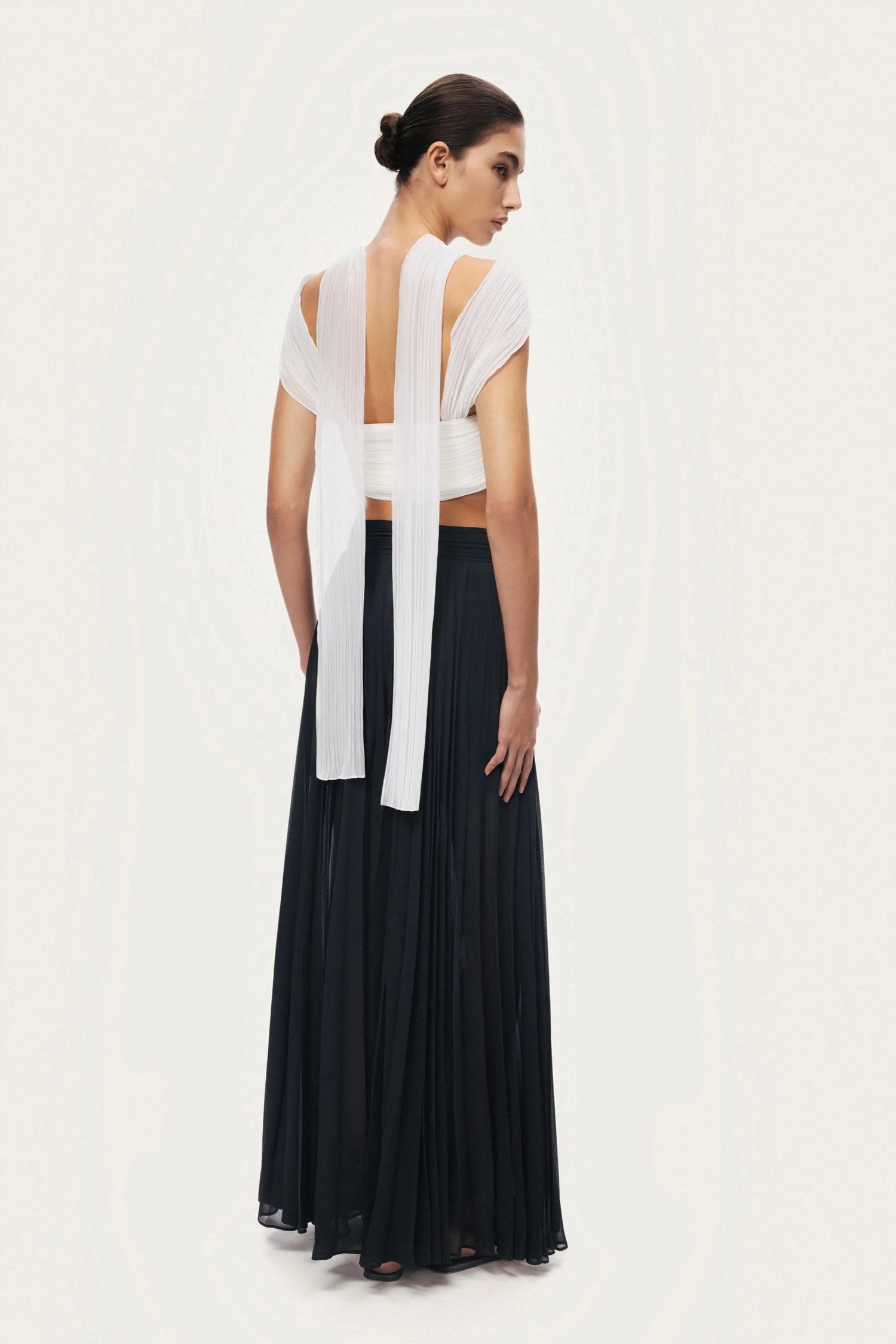 Nocturne Black Women Pleated Chiffon Wide-Leg Pants SKU: N26YN3476_0002 Image 05