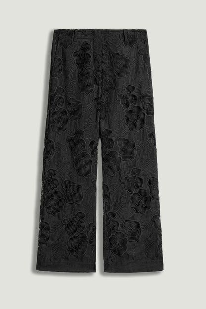 Nocturne Black Women Printed Relaxed Straight-Leg Pants SKU: N26YN3477_0002 Image 01