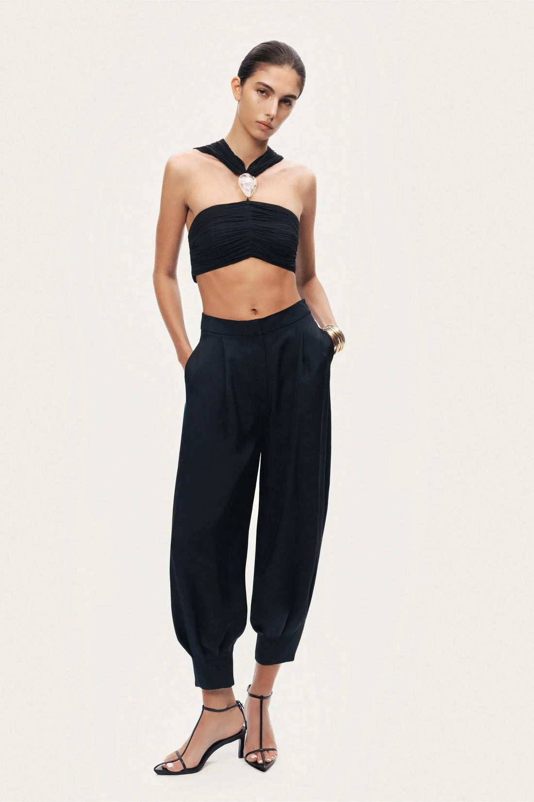 Nocturne Black Women Fluid Balloon-Leg Pants SKU: N26YN3478_0002 Image 02