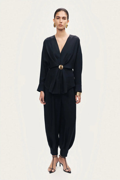 Nocturne Black Women Fluid Balloon-Leg Pants SKU: N26YN3478_0002 Image 03