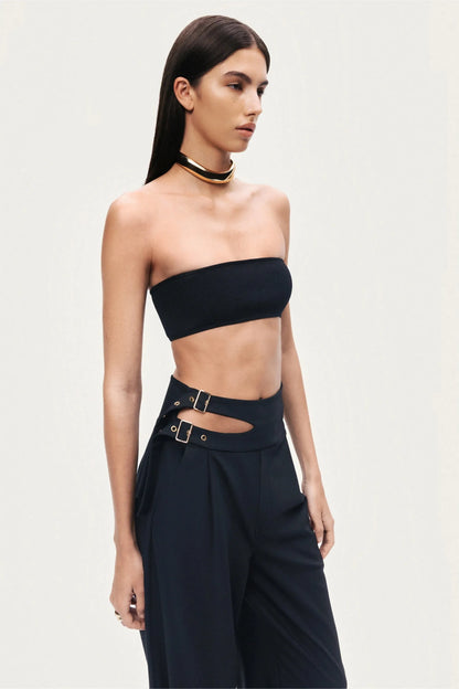 Nocturne Black Women Cut-Out Waist Wide-Leg Pants SKU: N26YN3479_0002 Image 06