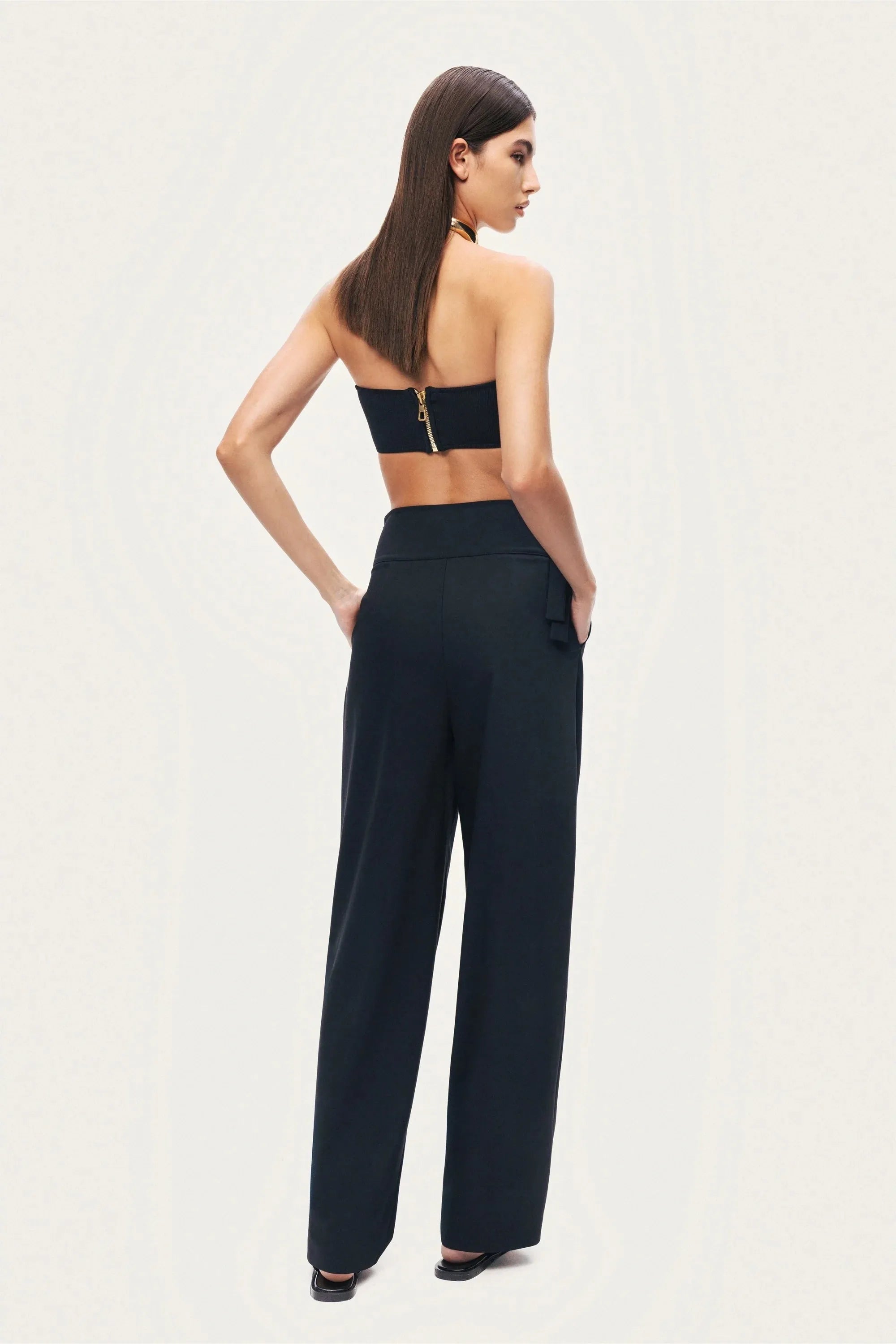 Nocturne Black Women Cut-Out Waist Wide-Leg Pants SKU: N26YN3479_0002 Image 07